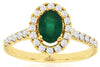 1.22CT DIAMOND & AAA EMERALD 14KT YELLOW GOLD OVAL & ROUND CLASSIC HALO FUN RING