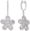 4.78CT DIAMOND & AAA MORGANITE 14KT WHITE GOLD 3D OVAL & ROUND HANGING EARRINGS
