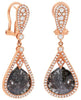 LARGE 5.61CT WHITE & SLICE DIAMOND 18KT ROSE GOLD TEAR DROP FUN HANGING EARRINGS