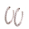 3.20CT DIAMOND 18KT WHITE GOLD 3D SHARED PRONG INSIDE OUT HOOP HANGING EARRINGS