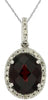 3.18CT DIAMOND & AAA GARNET 14K WHITE GOLD 3D OVAL & ROUND HALO FLOATING PENDANT