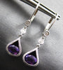 1.06CT DIAMOND & AAA AMETHYST 14KT WHITE GOLD 3D OVAL & ROUND LEVERBACK EARRINGS