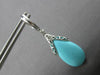 LARGE 17.31CT DIAMOND & AAA TURQUOISE 14KT WHITE GOLD TEAR DROP HANGING EARRINGS