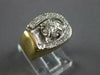 WIDE .85CT DIAMOND 14K 2 TONE GOLD LUCKY SIDEWAYS HORSESHOE SOLITAIRE MENS RING