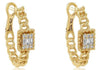 .26CT DIAMOND 14KT YELLOW GOLD 3D ROUND & BAGUETTE CLIP ON HOOP HANGING EARRINGS