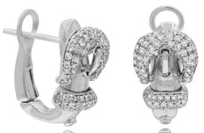ESTATE .83CT DIAMOND 14KT WHITE GOLD 3D BELT FUN CLIP ON HANGING EARRINGS