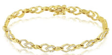 1.30CT DIAMOND 14K YELLOW GOLD 3D DOUBLE TEAR DROP ETERNITY LOVE TENNIS BRACELET