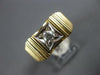 ESTATE .15CT DIAMOND 14KT 2 TONE GOLD 3D CLASSIC SOLITAIRE SQUARE MENS RING
