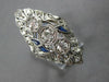 ANTIQUE LARGE ART DECO .71CT OLD MINE DIAMOND & AAA SAPPHIRE PLATINUM RING 27762