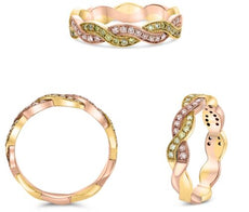 .30CT PINK & FANCY YELLOW DIAMOND 14KT YELLOW & ROSE GOLD SEMI EERNITY LOVE RING
