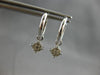 ESTATE .19CT DIAMOND 14KT WHITE GOLD 3D CLASSIC FLOWER HUGGIE HANGING EARRINGS