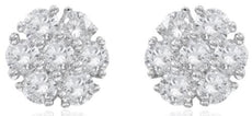 ESTATE .73CT DIAMOND 14KT WHITE GOLD 3D CLASSIC FLOWER STUD EARRINGS
