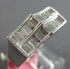 WIDE .87CT DIAMOND 18KT WHITE GOLD 3D BAGUETTE 2 ROW FILIGREE CHANNEL FUN RING