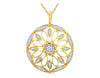ESTATE .12CT DIAMOND 14KT YELLOW GOLD 3D FILIGREE FLOWER ROUND FLOATING PENDANT