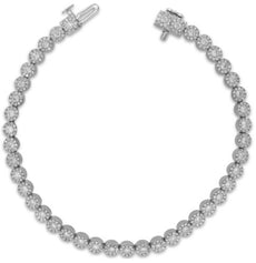 2.60CT DIAMOND 14KT WHITE GOLD 3D CLASSIC MULTI FLOWER ETERNITY TENNIS BRACELET