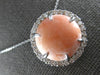 .75CT DIAMOND & AAA CORAL 14KT WHITE GOLD 3D CLASSIC ROUND HALO FLOATING PENDANT