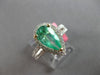 2.44CT DIAMOND & AAA EMERALD 18KT 2 TONE GOLD PEAR SHAPE & ROUND ENGAGEMENT RING