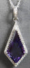 2.24CT DIAMOND & AAA AMETHYST 14KT WHITE GOLD 3D GEOMETRICAL TEAR DROP PENDANT