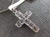 ESTATE .21CT DIAMOND 14K WHITE GOLD CLASSIC ROUND CHANNEL CROSS FLOATING PENDANT