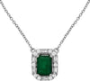 1.19CT DIAMOND & AAA EMERALD 14KT WHITE GOLD ROUND & EMERALD CUT SQUARE NECKLACE