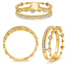 .29CT DIAMOND 14KT YELLOW GOLD ROUND BY THE YARD DOUBLE BAND 3/4TH ETERNITY RING