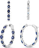 ESTATE LARGE 5.79CT DIAMOND & AAA SAPPHIRE 14KT WHITE GOLD OVAL & ROUND EARRINGS