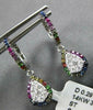 .79CT DIAMOND & AAA RAINBOW SAPPHIRE 14KT WHITE GOLD TEAR DROP HANGING EARRINGS