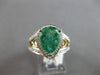3.08CT DIAMOND & AAA EMERALD 18KT 2 TONE GOLD PEAR SHAPE & ROUND ENGAGEMENT RING