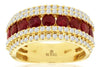 LARGE 2.45CT DIAMOND & AAA RUBY 14K YELLOW GOLD ROUND MULTI ROW ANNIVERSARY RING