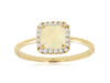 .76CT DIAMOND & AAA OPAL 14KT YELLOW GOLD CUSHION & ROUND HALO SQUARE FUN RING
