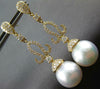 LARGE 1.04CT DIAMOND & AAA SOUTH SEA PEARL 18KT YELLOW GOLD 3D HANGING EARRINGS