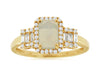 .96CT DIAMOND & AAA OPAL 14KT YELLOW GOLD BAGUETTE & ROUND HALO ENGAGEMENT RING