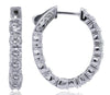 ESTATE 3CT DIAMOND 14KT WHITE GOLD CLASSIC INSIDE OUT OVAL HOOP HANGING EARRINGS