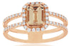 1.25CT DIAMOND & AAA MORGANITE 14K ROSE GOLD EMERALD CUT & ROUND ENGAGEMENT RING