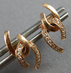 ESTATE .09CT DIAMOND 14KT ROSE GOLD 3D CLASSIC LOVE KNOT FUN STUD EARRINGS