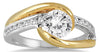 1.16CT DIAMOND 14KT 2 TONE GOLD SOLITAIRE CRISS CROSS SEMI BEZEL ENGAGEMENT RING