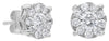 ESTATE .48CT DIAMOND 14KT WHITE GOLD 3D ROUND CLASSIC HALO FLOWER STUD EARRINGS