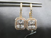 LARGE .86CT DIAMOND 18KT ROSE GOLD 3D ROUND & BAGUETTE CLUSTER HANGING EARRINGS