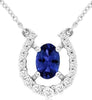 .70CT DIAMOND & AAA TANZANITE 14KT WHITE GOLD OVAL & ROUND HORSESHOE NECKLACE
