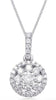 ESTATE .49CT DIAMOND 14KT WHITE GOLD 3D CLASSIC ROUND HALO FLOATING PENDANT