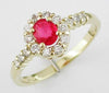 .80CT DIAMOND & AAA RUBY 14KT YELLOW GOLD CLASSIC OVAL & ROUND FLOWER LOVE RING