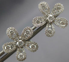 ESTATE LARGE 1.05CT DIAMOND 14KT WHITE GOLD 3D CLASSIC FLOWER STUD EARRINGS