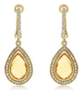 .54CT DIAMOND & AAA CITRINE 14KT YELLOW GOLD PEAR SHAPE & ROUND HANGING EARRINGS