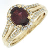 ESTATE 1.8CT DIAMOND & RHODOLITE 14KT YELLOW GOLD CLASSIC OVAL & ROUND FUN RING