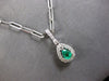 .92CT DIAMOND & AAA EMERALD 14K WHITE GOLD 3D PEAR SHAPE & ROUND CLASSIC PENDANT