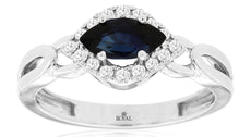 .89CT DIAMOND & AAA SAPPHIRE 14KT WHITE GOLD MARQUISE & ROUND LOVE KNOT FUN RING
