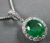 2.03CT DIAMOND & AAA EMERALD 18KT WHITE GOLD OVAL & ROUND HALO FLOATING PENDANT