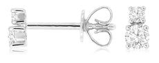 ESTATE .21CT DIAMOND 14KT WHITE GOLD 3D CLASSIC 2 STONE LOVE STUD EARRINGS