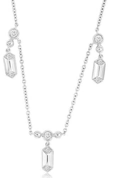 .33CT DIAMOND 14KT WHITE GOLD ROUND HEXAGON CHANDELIER BY THE YARD FUN NECKLACE