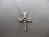 ESTATE .08CT DIAMOND 14KT WHITE GOLD 3D CLASSIC SOLITAIRE CROSS FLOATING PENDANT